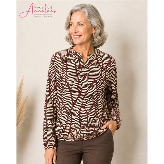 Leona per Donna Blouson shirt 2019 Wijnrood ecru Leona per Donna Blouson shirt 2019 Wijnrood ecru