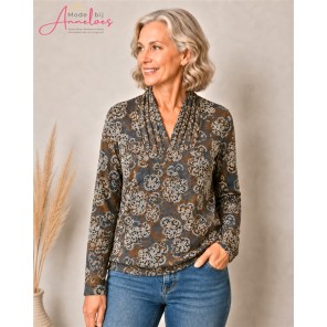 Leona per Donna Blouson shirt 2024 barok Blauw camel Leona per Donna Blouson shirt 2024 barok Blauw camel