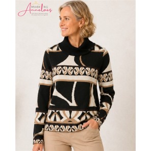 Leona per Donna Trui Esmee Zwart bruin ecru