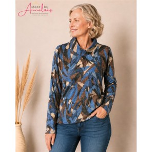 Leona per Donna Blouson truitje 1902 Blauw Leona per Donna Blouson truitje 1902 Blauw