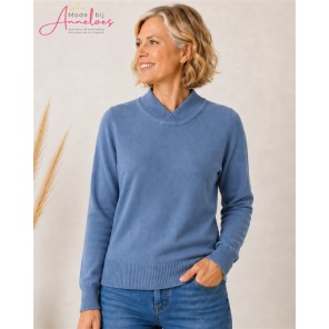 Leona per Donna Pullover Uni Olivia Jeans Blauw