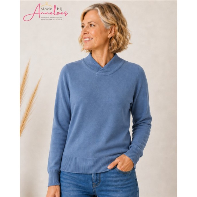 Leona per Donna Pullover Uni Olivia Jeans Blauw