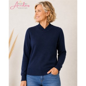 Leona per Donna Pullover Uni Olivia Marine