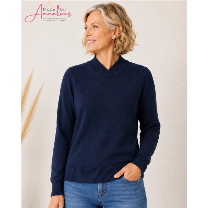 Leona per Donna Pullover Uni Olivia Marine Leona per Donna Pullover Uni Olivia Marine
