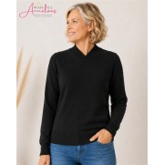 Leona per Donna Pullover Uni Olivia Zwart