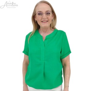 Leona Blouson blouse uni vhals Spring green