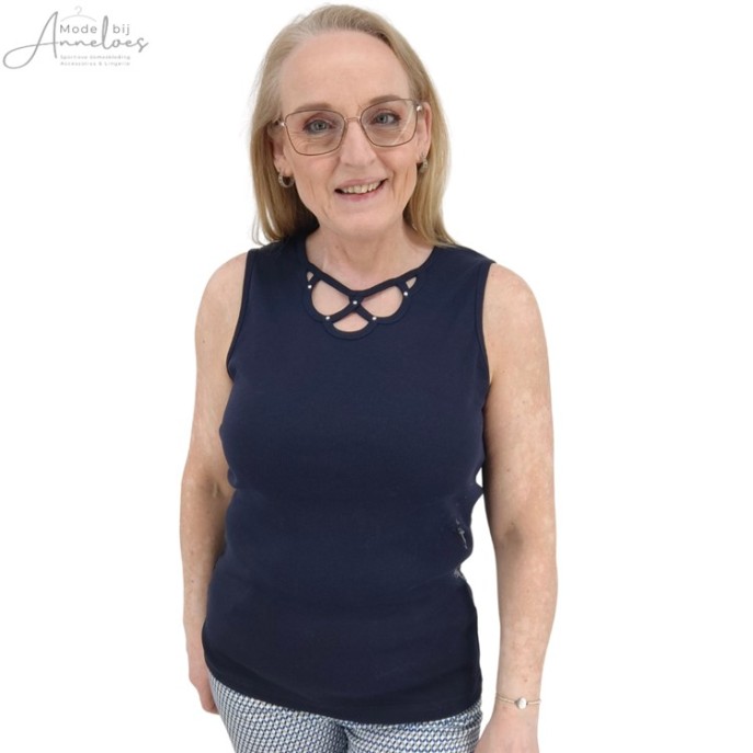 Leona top mooie hals Marine Leona top mooie hals Marine