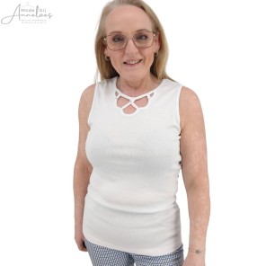 Leona per Donna top mooie hals Wit