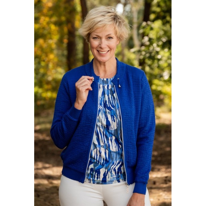 Leona Blouson print- Blauw dessin