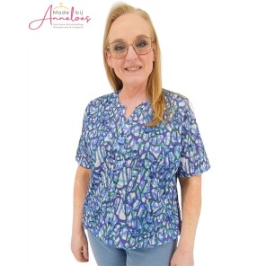 leona T-shirt Blouson Blue print leona T-shirt Blouson Blue print