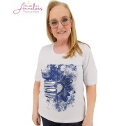 Leona T-shirt RH Wit blauw opdruk