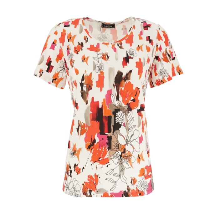 Leona Per Donna T-shirt print Coraal 261.35.03 Leona Per Donna T-shirt print Coraal 261.35.03