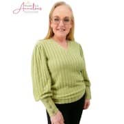 S Maicazz Pullover Piese vhals ribbel Green Streak S Maicazz Pullover Piese vhals ribbel Green Streak