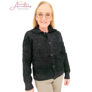 Maicazz Vest Kristy relief kraag Zwart