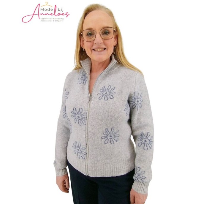 Maicazz Vest Perel Grijs bloemen