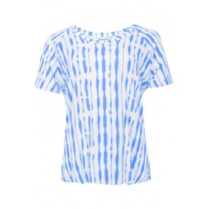 T-shirt KM print - Ecru Blauw streep