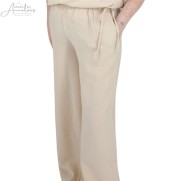 S Enjoy Broek uni wijde pijp Zand