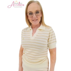 Maicazz Polo truitje Super KM streep Offwhite Sand