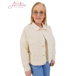 Maicazz Kort jeans jasje Summer ajour Off white