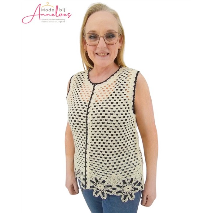 Maicazz Gilet Talon Cardigan  65.206 ecru zwart 