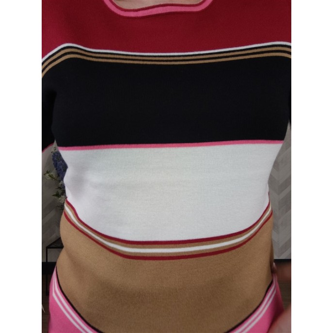S Pullover LM streep - Red black