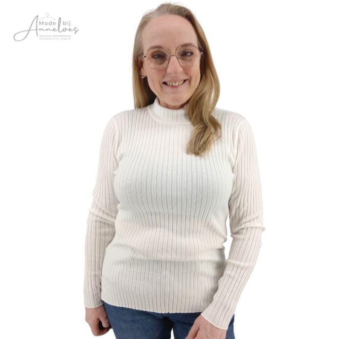 Pullover col ribbel kabel - Off white