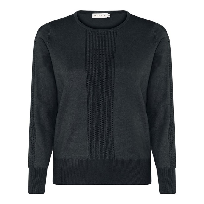 Pullover ingebreide banen - Zwart