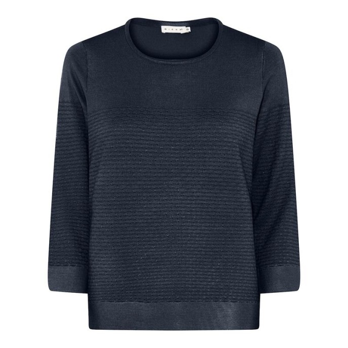 Pullover 3/4 mouw structuur - Marine