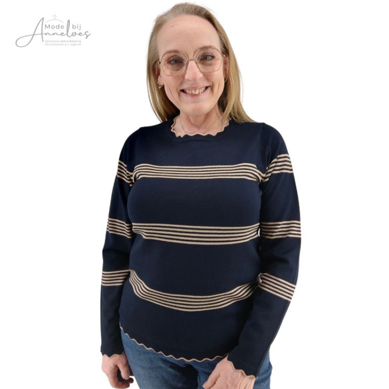 Micha Pullover LM streep Blauw dessin Mode bij Anneloes