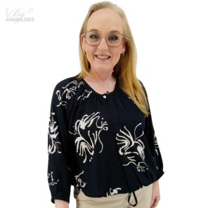 Soulmate Blouse print strik Marine offwhite