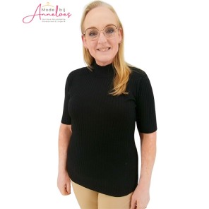 Micha shirt 154167 KM ribbel Zwart