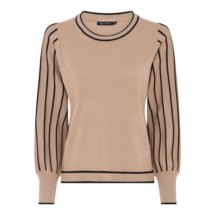 Micha trui streepmouw 179152 Camel Zwart