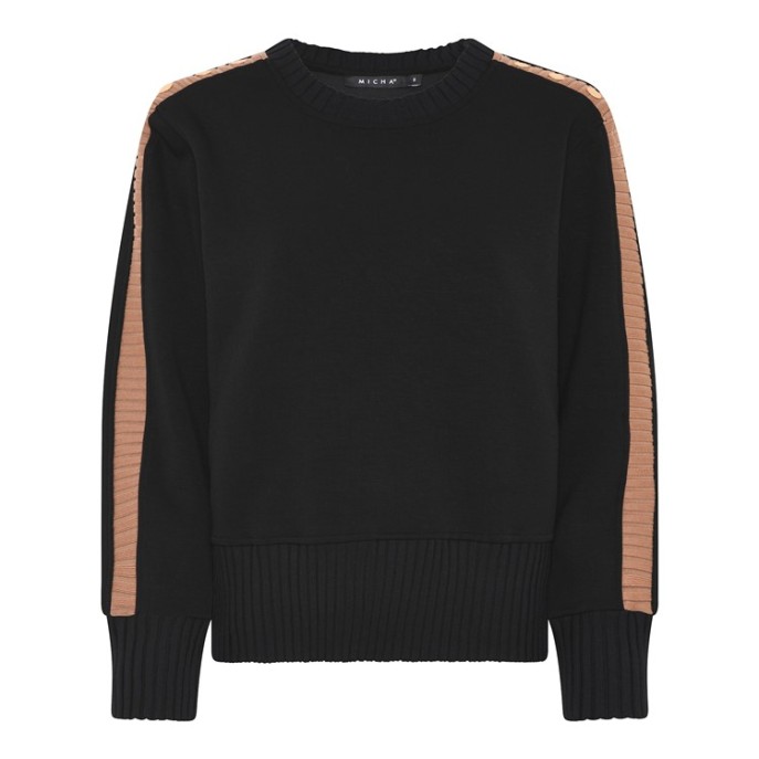 Micha Sweater 179189 bies knoop Zwart Cognac