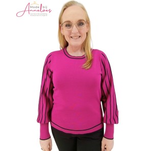 Micha trui streepmouw 179152 Pink Zwart