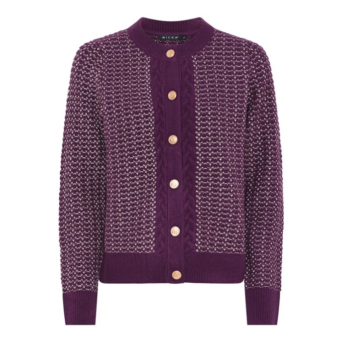 Micha Vest 143239 relief knopen Plum