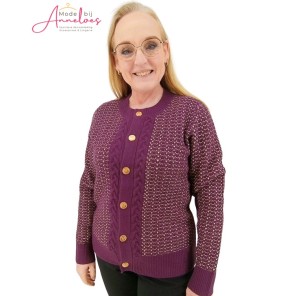 Micha Vest 143239 relief knopen Plum