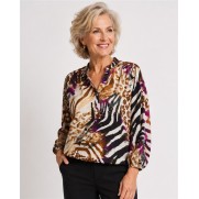 Micha Blouse print vhals 182156 Brown print Micha Blouse print vhals 182156 Brown print