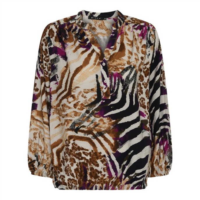 Micha Blouse print vhals 182156 Brown print Micha Blouse print vhals 182156 Brown print