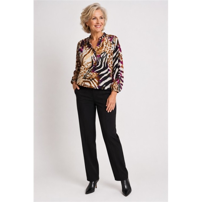 Micha Blouse print vhals 182156 Brown print Micha Blouse print vhals 182156 Brown print