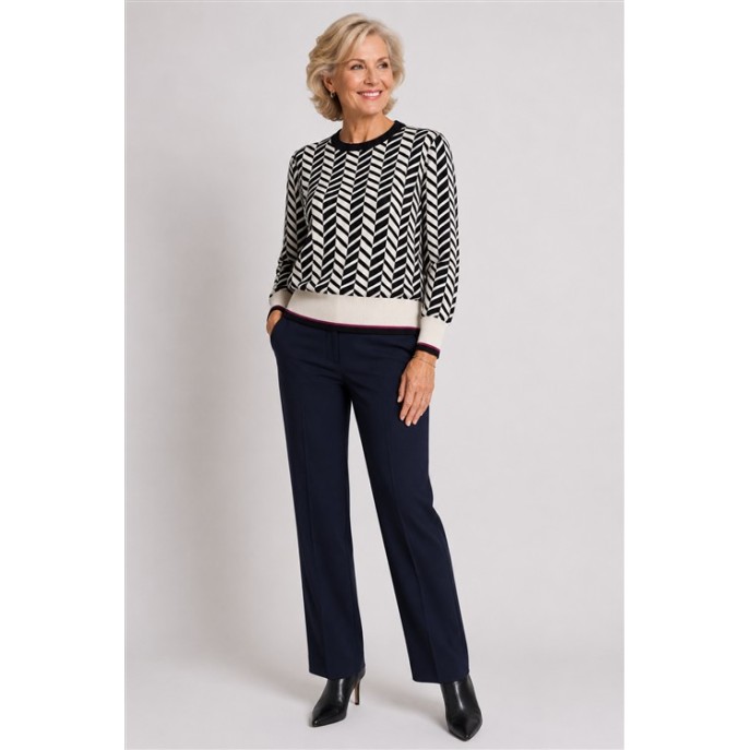 Micha Pullover 182136 visgraat Navy Sand Fuchsia Micha Pullover 182136 visgraat Navy Sand Fuchsia