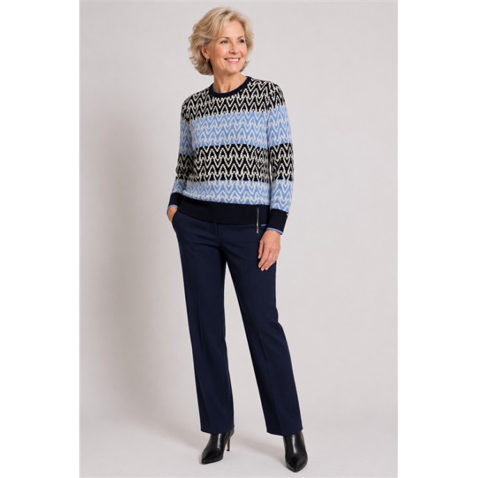 Micha Pullover 182139 Zigzag Marine Blue Ecru Micha Pullover 182139 Zigzag Marine Blue Ecru