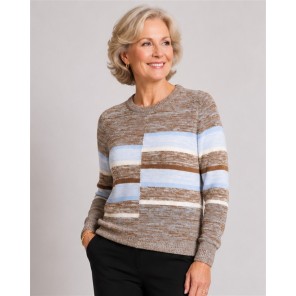 Micha Pullover 182165 gemeleerd Bruin blue ecru