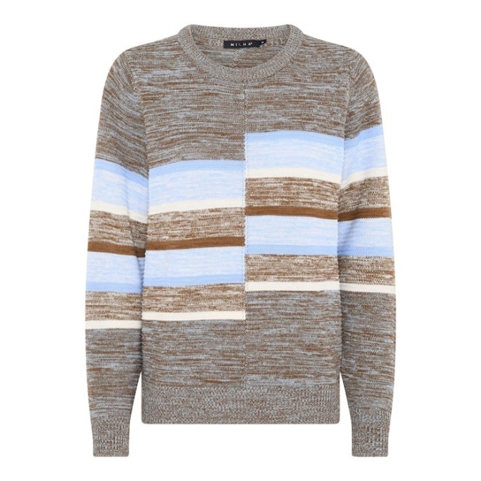 Micha Pullover 182165 gemeleerd Bruin blue ecru Micha Pullover 182165 gemeleerd Bruin blue ecru