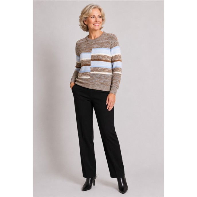 Micha Pullover 182165 gemeleerd Bruin blue ecru Micha Pullover 182165 gemeleerd Bruin blue ecru