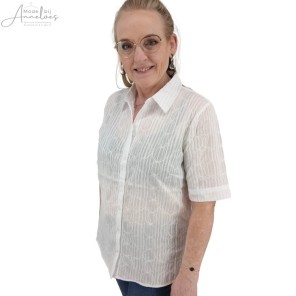 Micha Blouse streep borduur Bright White