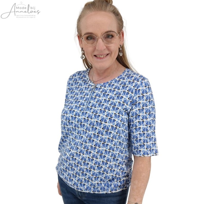 Micha T-shirt rits Blue Mosaik
