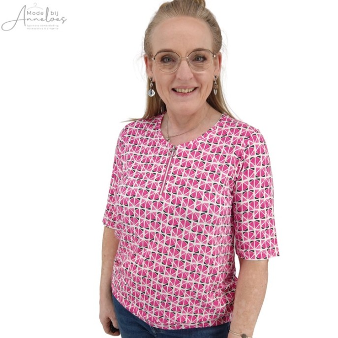 Micha T-shirt rits Pink Mosaik