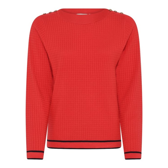 Z Micha Pullover relief knopen - Rood