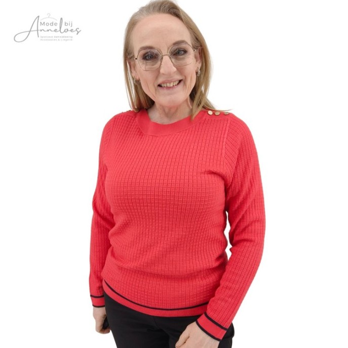 Z Micha Pullover relief knopen - Rood