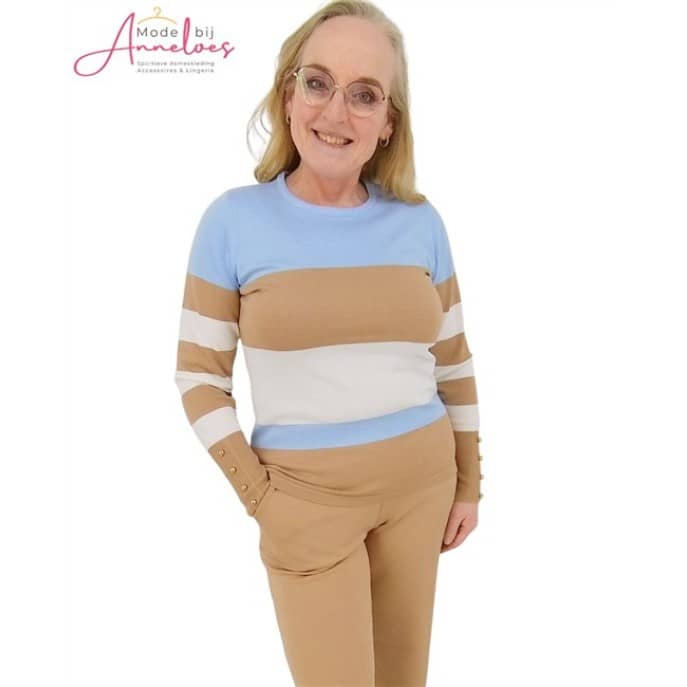 Z Micha Pullover colorblock Blue Latte ecru Z Micha Pullover colorblock Blue Latte ecru